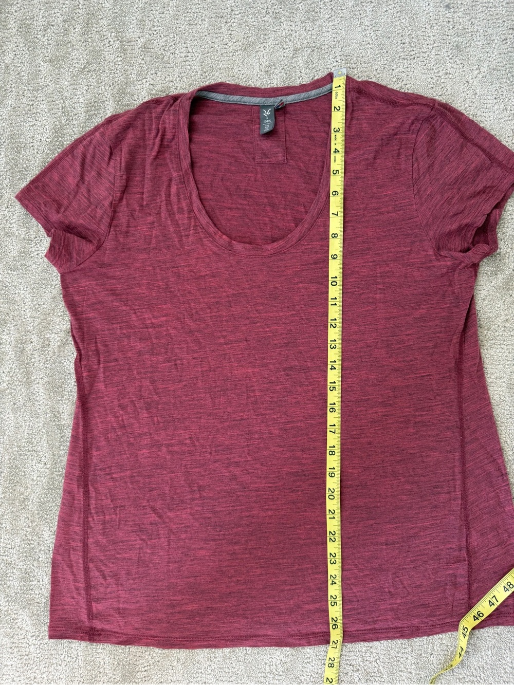 Ibex Merino Wool Burgundy Short Sleeve Scoop Neck Casual Tee Women’s Size XL - Picture 15 of 15